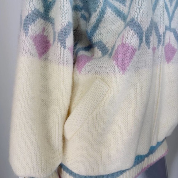 Vintage Moffat Woolens Cream Wool Zip Front Fair Isle Jacket L - Picture 7 of 9